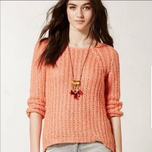 Anthropologie Knitted & knotted peach sequin sweater